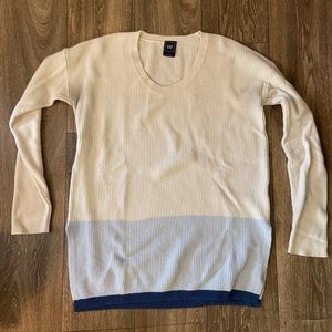 GAP long color block woven pullover - medium, sand, powder blue, navy